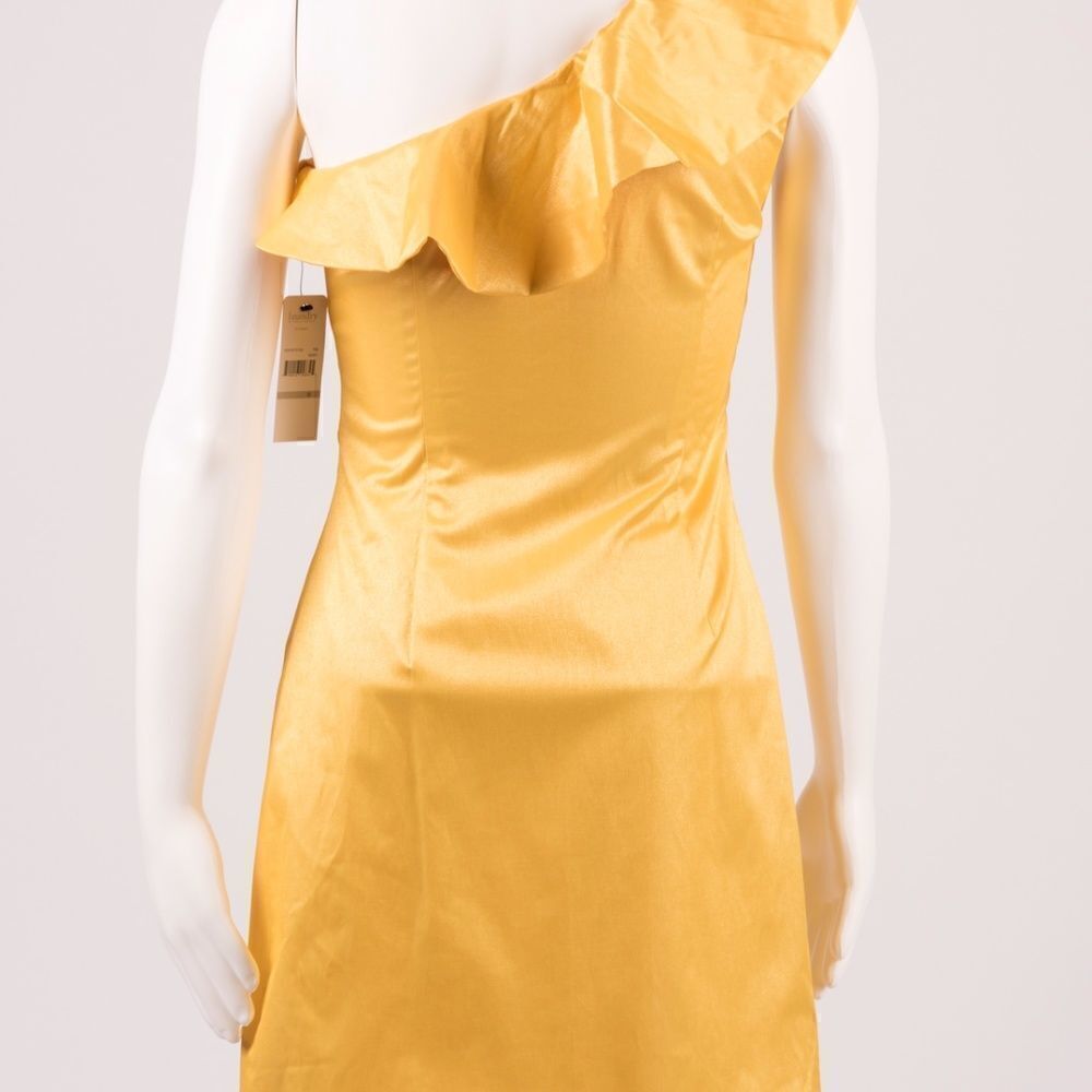 NWT SHELLI SEGAL ONE SHOULDER YELLOW DRESS SZ 6 - Picture 6 of 8